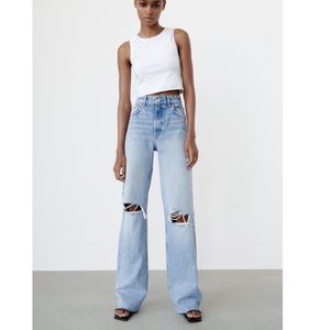 zara ripped wide leg jeans